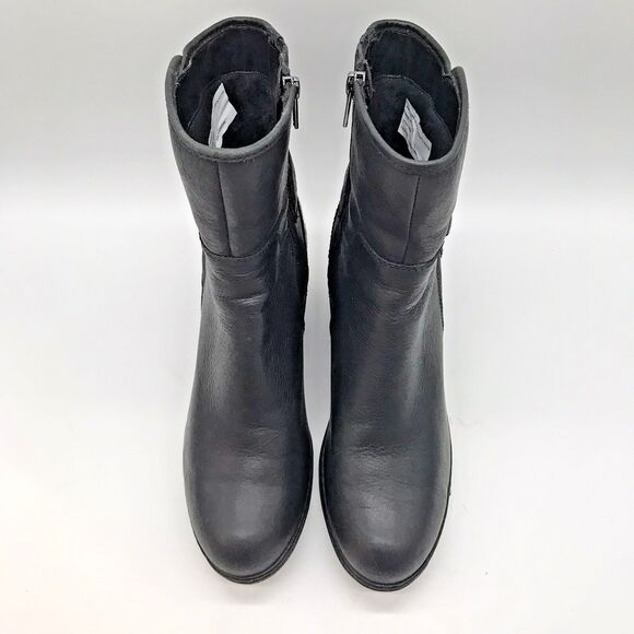 Clarks Artisan Natira Kit Gore-Tex Leather Wedge Boot Women's 9.5 Black Side Zip - Picture 5 of 13